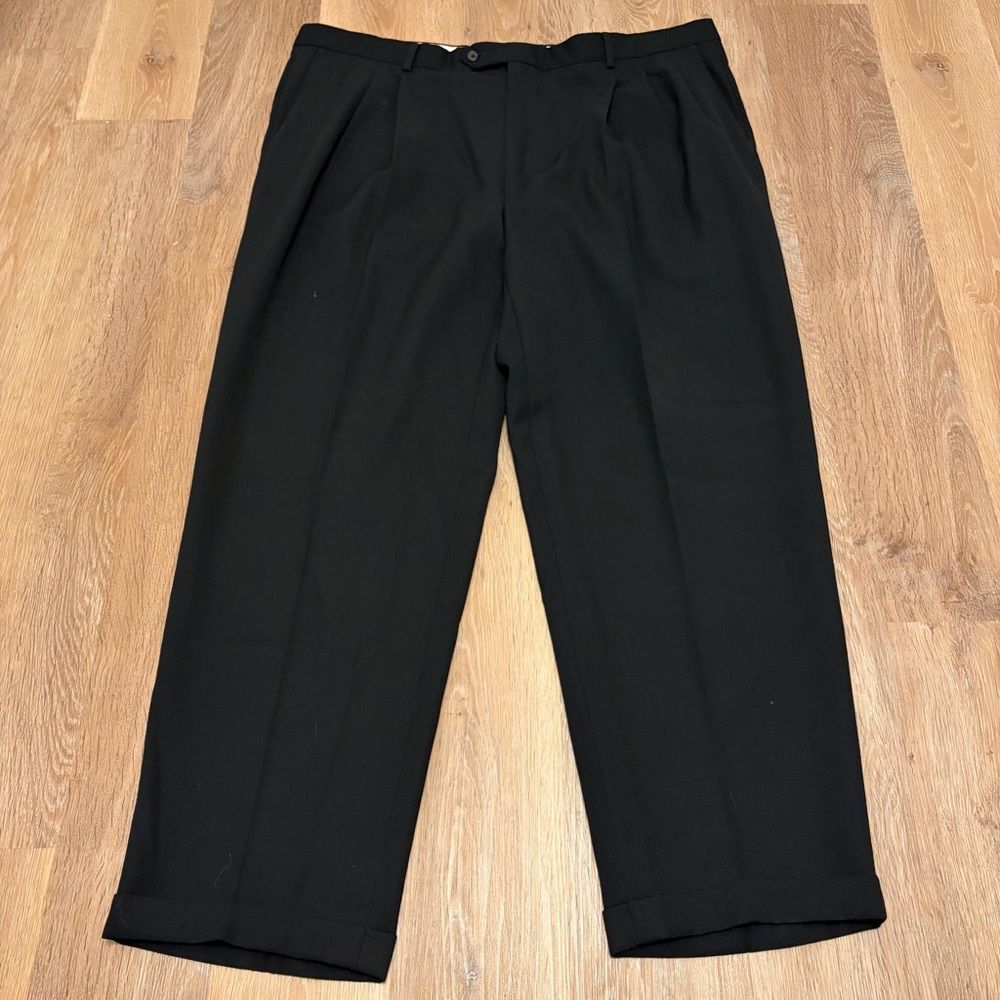 Monsieur Givenchy Black Pleated Men's Dress Trousers 46R Quiet Luxury Classic